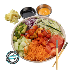 veggie-poke-bowl-rice-Edamame-zucchini-tomato-carrots-cucumbers-avocado-miami-fresh-fish-market