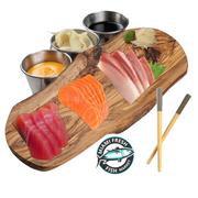 Sashimi-Mix-Tuna-Salmon-Hamachi-12-Pcs-on-wood-plate-chopt-stick