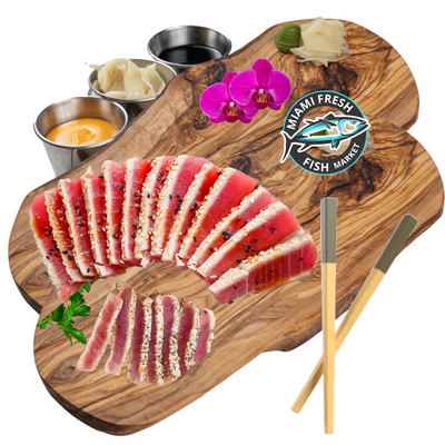 Seared-Tuna-slices-chopstick-sauce-Miami-fresh-fish-miami