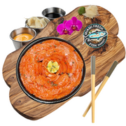 Smoked-Salmon-Thick-Cut-16"-Platters-on-wood-board-miami-fresh-fish-market