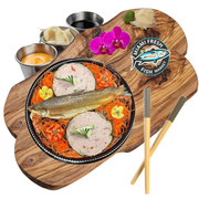 Smoked-White-Fish-Platter-Mix-Tuna-Salad-on-wood-plate-miami-fresh-fish-market