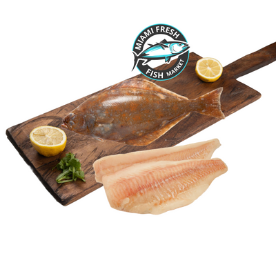 Flounder-whole_Fish-and-Fillet-on-brown-wood-plate-miami-fresh-fish-market