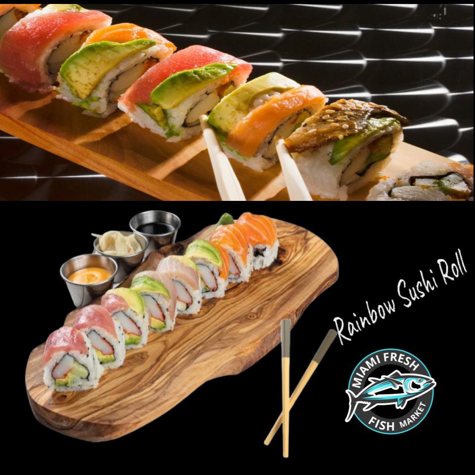 #21 Rainbow Sushi Roll Serving size 8 Pcs