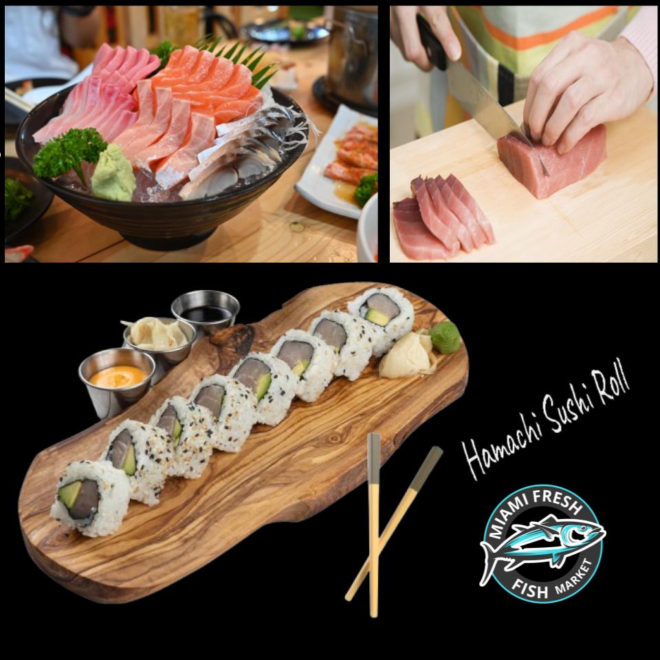 #24 Hamachi Sushi Roll Serving size 8 Pcs