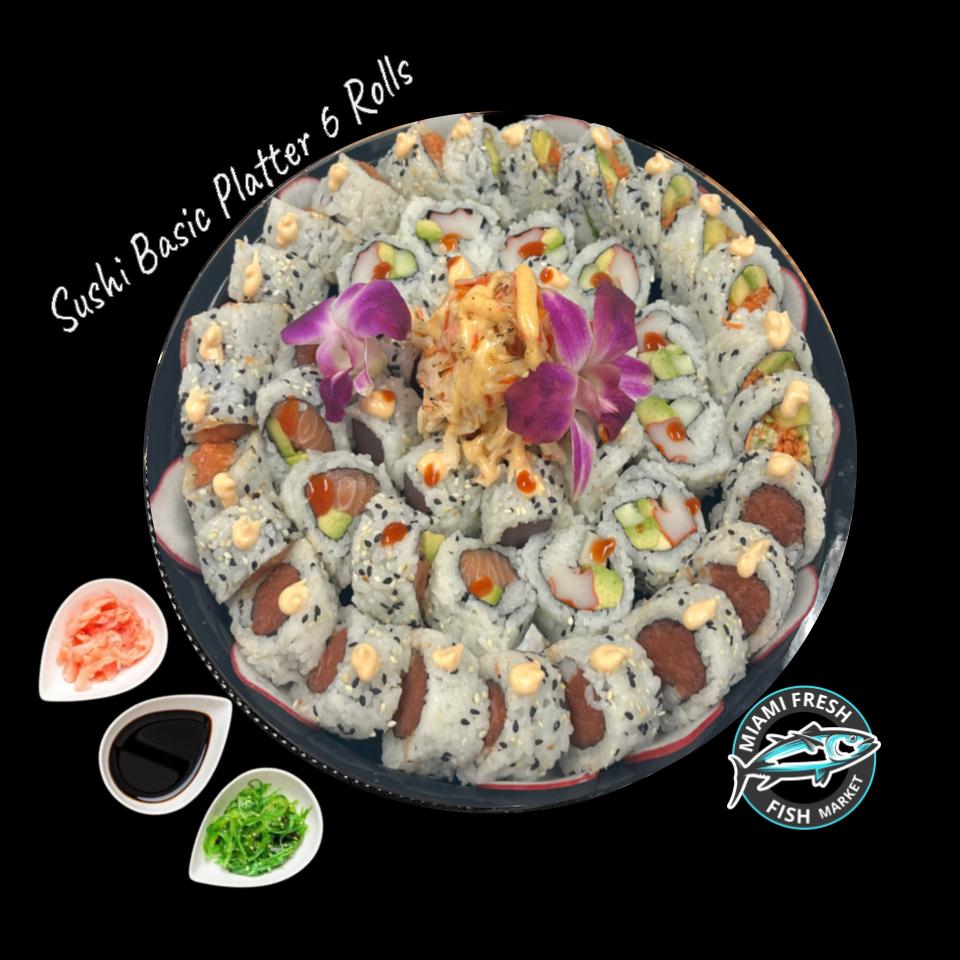 Sushi Basic Rolls Platter - 6 Rolls Serving 48 Pcs