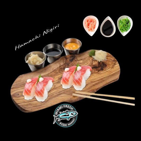 Nigiri Hamachi Platter Serving Size 6 Pcs