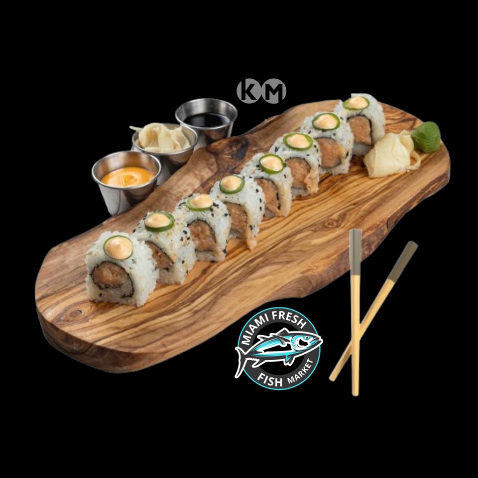 #13 Spicy Hamachi Sushi Roll Serving Size 8 Pcs
