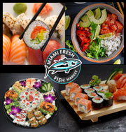 sushi-hold-by-chopstick_with-poke_bowl_and-sushi-platter-and-mix-sushi-on-plate