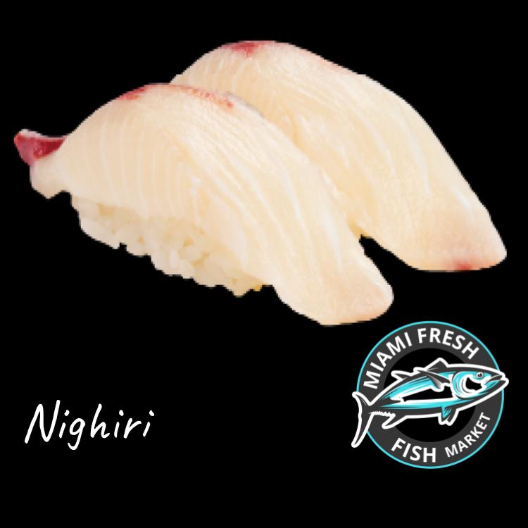 Nigiri Hamachi Platter Serving Size 6 Pcs